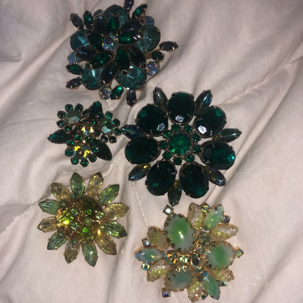 Five Gorgeous Green Floral Pins